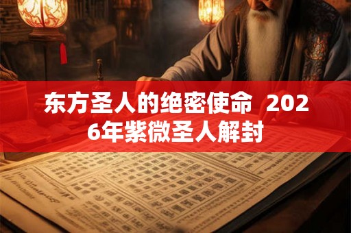 东方圣人的绝密使命  2026年紫微圣人解封