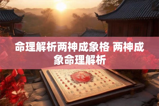 命理解析两神成象格 两神成象命理解析 命理解析两神成象格 两神成象命理解析