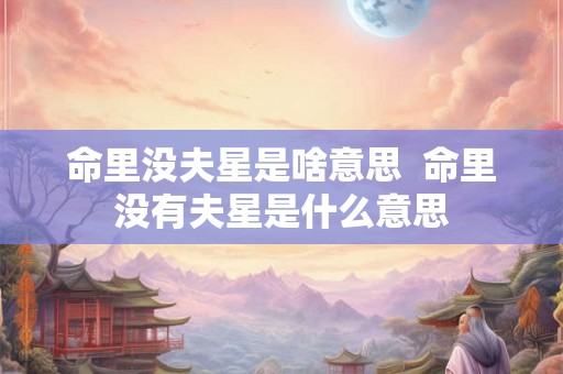 命里没夫星是啥意思  命里没有夫星是什么意思