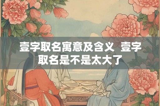 壹字取名寓意及含义  壹字取名是不是太大了
