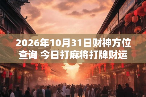 2026年10月31日财神方位查询 今日打麻将打牌财运方位