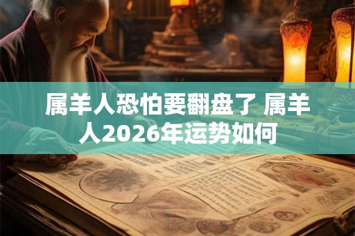 属羊人恐怕要翻盘了 属羊人2026年运势如何