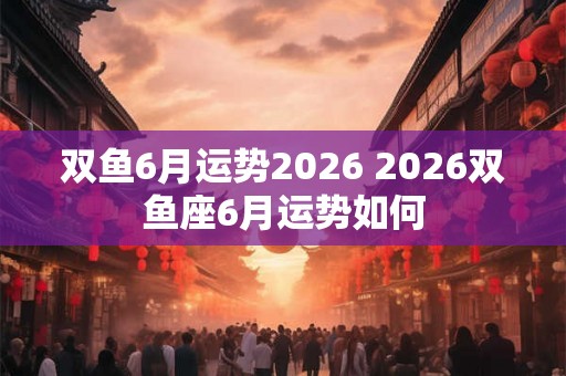 双鱼6月运势2026 2026双鱼座6月运势如何