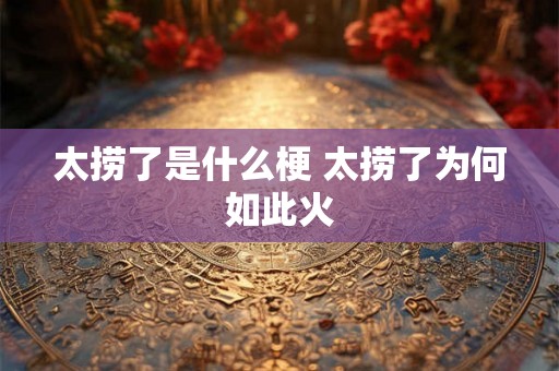 太捞了是什么梗 太捞了为何如此火 太捞了是什么梗 太捞了为何如此火