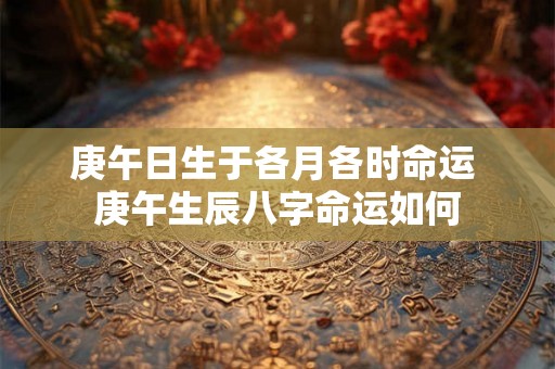 庚午日生于各月各时命运 庚午生辰八字命运如何