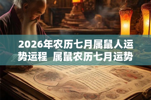 2026年农历七月属鼠人运势运程  属鼠农历七月运势好不好