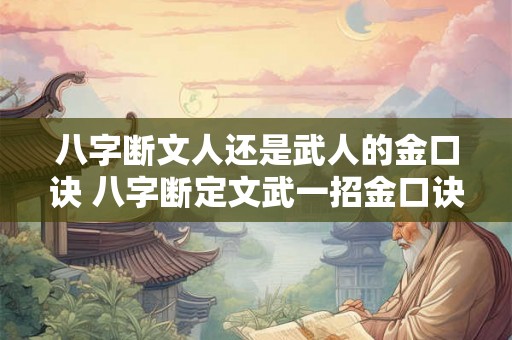 八字断文人还是武人的金口诀 八字断定文武一招金口诀