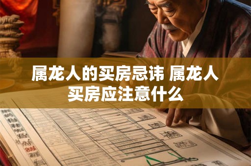 属龙人的买房忌讳 属龙人买房应注意什么