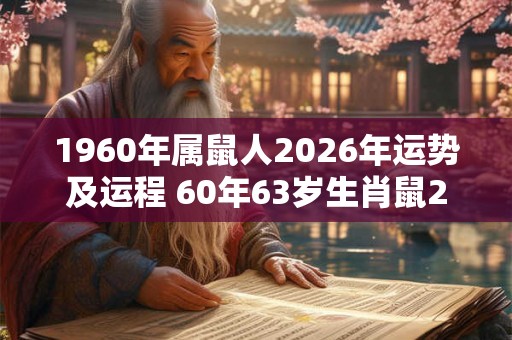 1960年属鼠人2026年运势及运程 60年63岁生肖鼠2026年每月运势