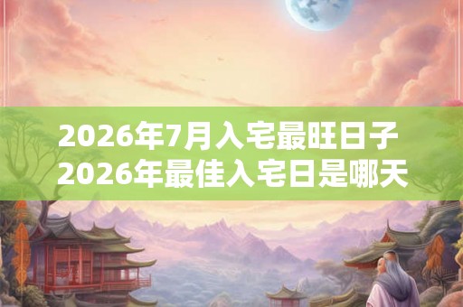 2026年7月入宅最旺日子 2026年最佳入宅日是哪天