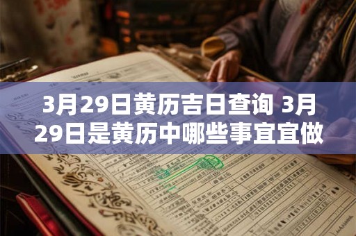 3月29日黄历吉日查询 3月29日是黄历中哪些事宜宜做还可以查询到哪些具体的吉日信息