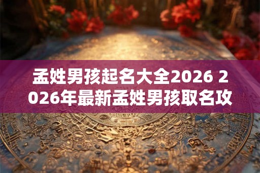 孟姓男孩起名大全2026 2026年最新孟姓男孩取名攻略