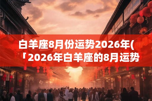 白羊座8月份运势2026年(「2026年白羊座的8月运势如何？」)