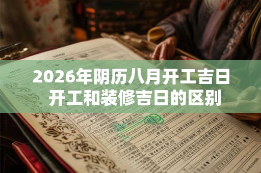 2026年阴历八月开工吉日  开工和装修吉日的区别