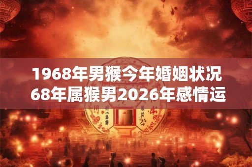 1968年男猴今年婚姻状况 68年属猴男2026年感情运势
