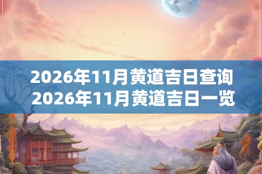 2026年11月黄道吉日查询 2026年11月黄道吉日一览表