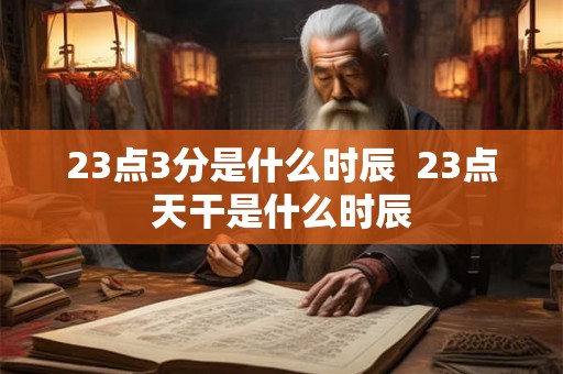 23点3分是什么时辰  23点天干是什么时辰