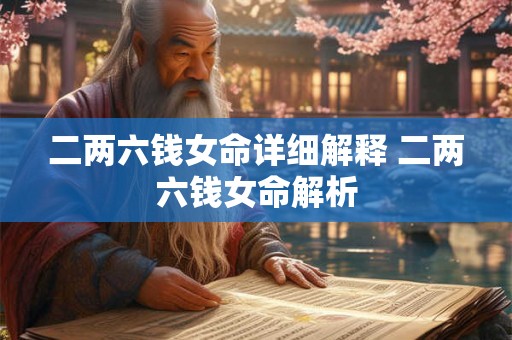 二两六钱女命详细解释 二两六钱女命解析