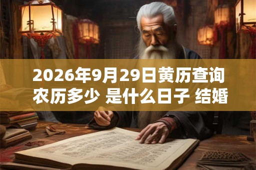 2026年9月29日黄历查询 农历多少 是什么日子 结婚吉时