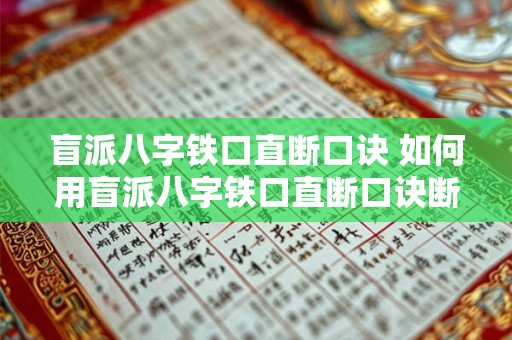 盲派八字铁口直断口诀 如何用盲派八字铁口直断口诀断定命运