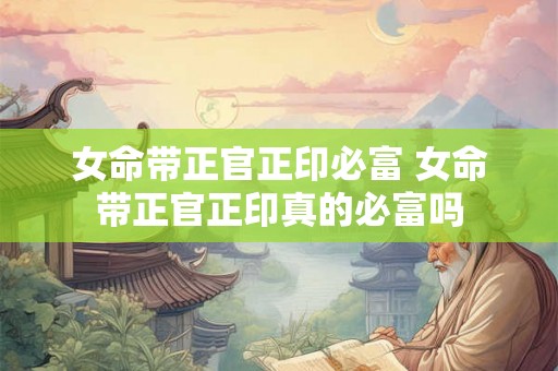 女命带正官正印必富 女命带正官正印真的必富吗