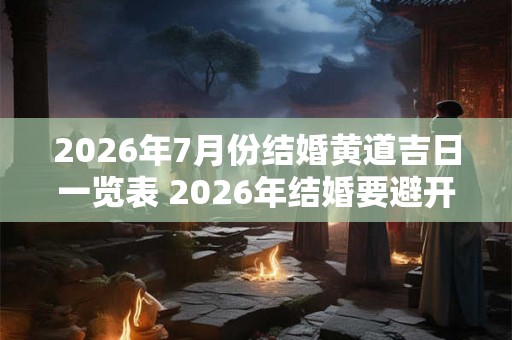 2026年7月份结婚黄道吉日一览表 2026年结婚要避开什么属相