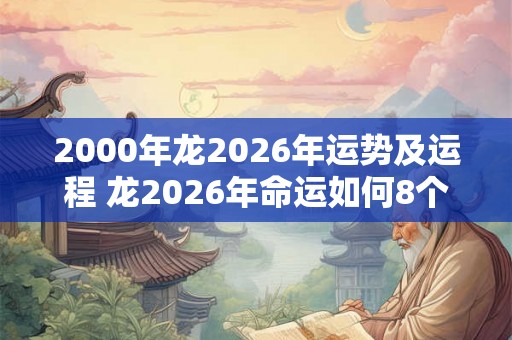2000年龙2026年运势及运程 龙2026年命运如何8个字