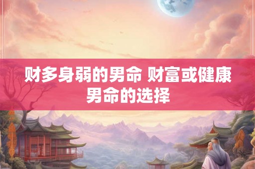 财多身弱的男命 财富或健康男命的选择