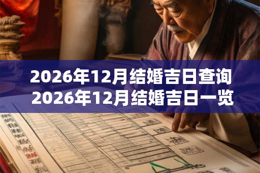 2026年12月结婚吉日查询 2026年12月结婚吉日一览表