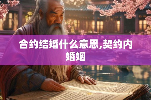 合约结婚什么意思,契约内婚姻