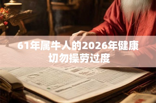 61年属牛人的2026年健康 切勿操劳过度 61年属牛人的2026年健康 切勿操劳过度