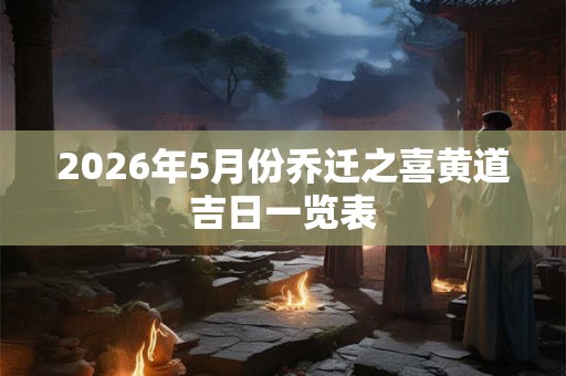 2026年5月份乔迁之喜黄道吉日一览表