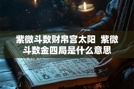 紫微斗数财帛宫太阳  紫微斗数金四局是什么意思