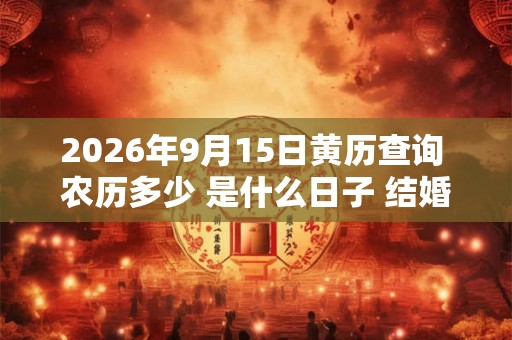 2026年9月15日黄历查询 农历多少 是什么日子 结婚吉时