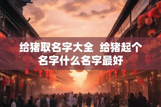 给猪取名字大全  给猪起个名字什么名字最好