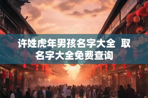 许姓虎年男孩名字大全  取名字大全免费查询