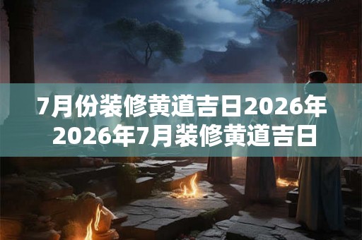 7月份装修黄道吉日2026年 2026年7月装修黄道吉日