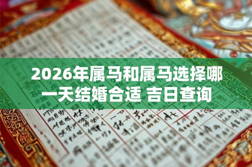 2026年属马和属马选择哪一天结婚合适 吉日查询