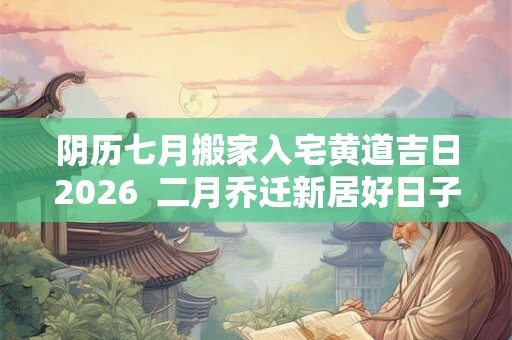 阴历七月搬家入宅黄道吉日2026  二月乔迁新居好日子