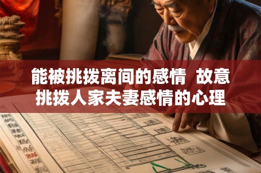 能被挑拨离间的感情  故意挑拨人家夫妻感情的心理