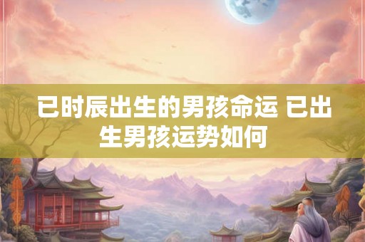 已时辰出生的男孩命运 已出生男孩运势如何