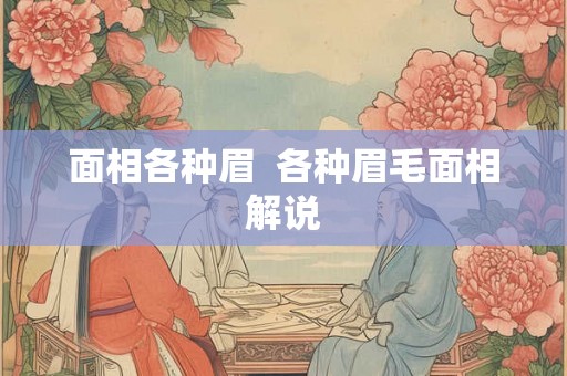 面相各种眉  各种眉毛面相解说