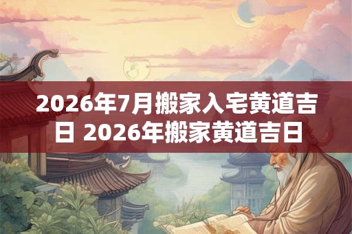 2026年7月搬家入宅黄道吉日 2026年搬家黄道吉日