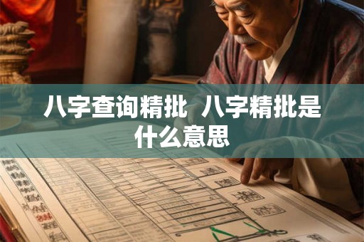 八字查询精批  八字精批是什么意思