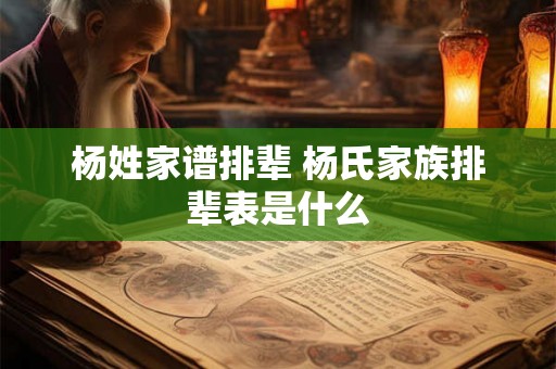 杨姓家谱排辈 杨氏家族排辈表是什么
