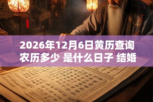 2026年12月6日黄历查询 农历多少 是什么日子 结婚吉时