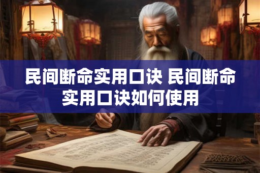 民间断命实用口诀 民间断命实用口诀如何使用