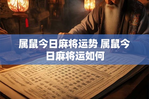属鼠今日麻将运势 属鼠今日麻将运如何