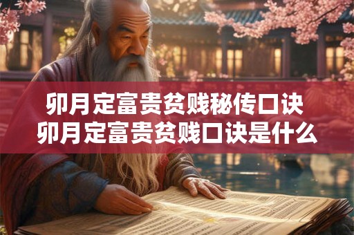 卯月定富贵贫贱秘传口诀 卯月定富贵贫贱口诀是什么 卯月定富贵贫贱秘传口诀 卯月定富贵贫贱口诀是什么