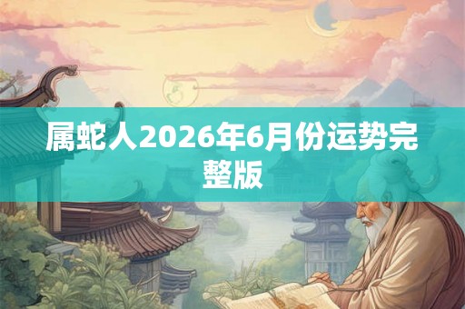 属蛇人2026年6月份运势完整版